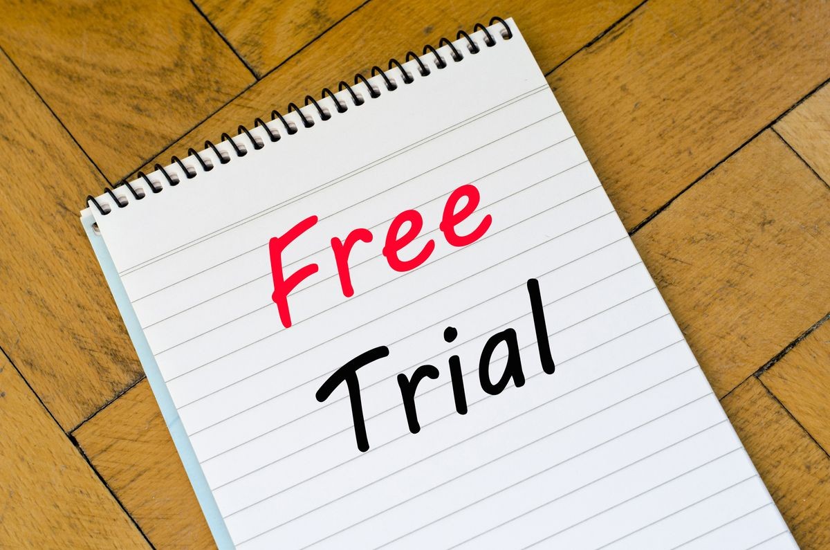 Free trial text concept write on notebook